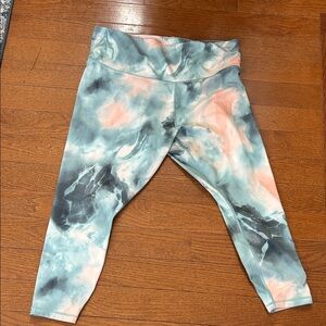 Athleta Blue and Pink Tie-Dye Leggings